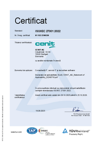 Certificat TÜV Rheinland - română